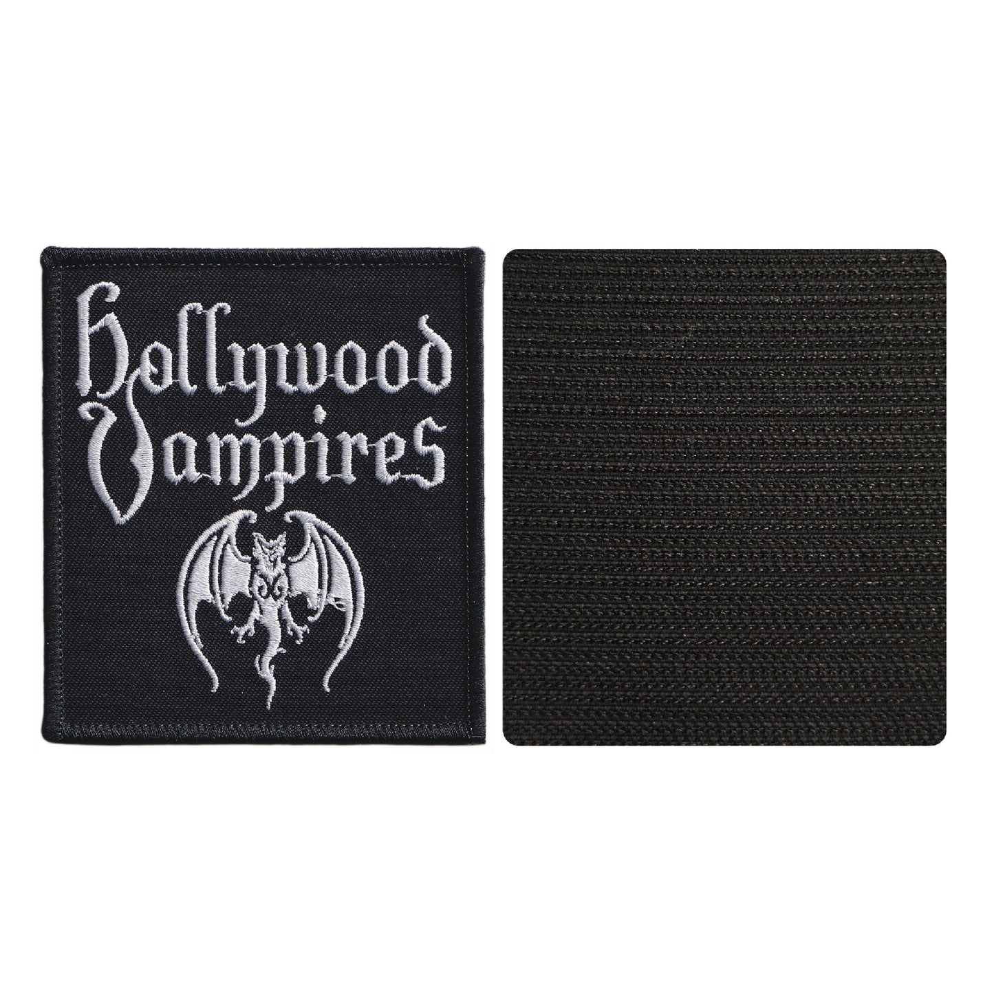 MAXIMUMPATCHES - Hollywood Vampires - Hauteur 9 cm - Ecusson Patch Brodé Avec Scratch Cousu Au Dos + Carré Scratch A Coudre, Face Opposé 10 cm x 10 cm/Groupe Musique Métal Rock Punk Heavy Trash Blues