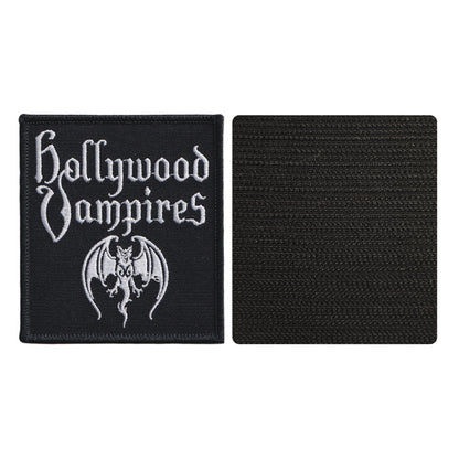 MAXIMUMPATCHES - Hollywood Vampires - Hauteur 9 cm - Ecusson Patch Brodé Avec Scratch Cousu Au Dos + Carré Scratch A Coudre, Face Opposé 10 cm x 10 cm/Groupe Musique Métal Rock Punk Heavy Trash Blues
