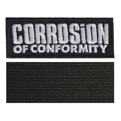 MAXIMUMPATCHES - Corrosion Of Conformity - 10 cm x 3,8 cm - Ecusson Patch Brodé Avec Scratch Cousu Au Dos + Carré Scratch A Coudre, Face Opposé 10 cm x 10 cm/Groupe Musique Métal Rock Punk Heavy Trash Blues