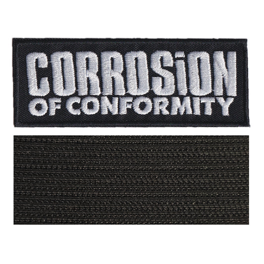 MAXIMUMPATCHES - Corrosion Of Conformity - 10 cm x 3,8 cm - Ecusson Patch Brodé Avec Scratch Cousu Au Dos + Carré Scratch A Coudre, Face Opposé 10 cm x 10 cm/Groupe Musique Métal Rock Punk Heavy Trash Blues