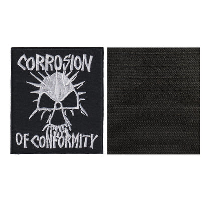 MAXIMUMPATCHES - Corrosion Of Conformity - 10 cm x 8,7 cm - Ecusson Patch Brodé Avec Scratch Cousu Au Dos + Carré Scratch A Coudre, Face Opposé 10 cm x 10 cm/Groupe Musique Métal Rock Punk Heavy Trash Blues