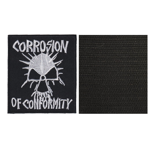 MAXIMUMPATCHES - Corrosion Of Conformity - 10 cm x 8,7 cm - Ecusson Patch Brodé Avec Scratch Cousu Au Dos + Carré Scratch A Coudre, Face Opposé 10 cm x 10 cm/Groupe Musique Métal Rock Punk Heavy Trash Blues