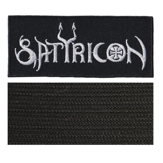 MAXIMUMPATCHES - Satyricon - Longueur 11 cm - Ecusson Patch Brodé Avec Scratch Cousu Au Dos + Carré Scratch A Coudre, Face Opposé 10 cm x 10 cm/Groupe Musique Métal Rock Punk Heavy Trash Blues