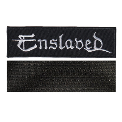 MAXIMUMPATCHES - Enslaved - 11 cm x 3 cm - Ecusson Patch Brodé Avec Scratch Cousu Au Dos + Carré Scratch A Coudre, Face Opposé 10 cm x 10 cm/Groupe Musique Métal Rock Punk Heavy Trash Blues