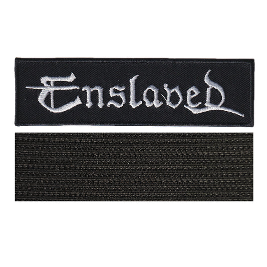 MAXIMUMPATCHES - Enslaved - 11 cm x 3 cm - Ecusson Patch Brodé Avec Scratch Cousu Au Dos + Carré Scratch A Coudre, Face Opposé 10 cm x 10 cm/Groupe Musique Métal Rock Punk Heavy Trash Blues