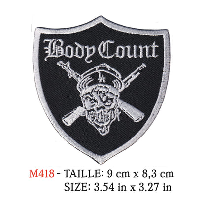 MAXIMUMPATCHES - Ecusson Patch Brodé Thermocollant - 9 cm x 8,3 cm - Body Count Groupe Musique Rock Punk Hard Trash Métal Heavy Psychedelic