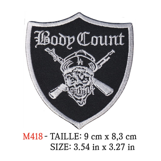MAXIMUMPATCHES - Ecusson Patch Brodé Thermocollant - 9 cm x 8,3 cm - Body Count Groupe Musique Rock Punk Hard Trash Métal Heavy Psychedelic