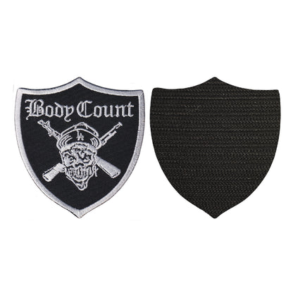 MAXIMUMPATCHES - Body Count - 9 cm x 8,3 cm - Ecusson Patch Brodé Avec Scratch Cousu Au Dos + Carré Scratch A Coudre, Face Opposé 10 cm x 10 cm/Groupe Musique Métal Rock Punk Heavy Trash Blues