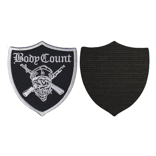 MAXIMUMPATCHES - Body Count - 9 cm x 8,3 cm - Ecusson Patch Brodé Avec Scratch Cousu Au Dos + Carré Scratch A Coudre, Face Opposé 10 cm x 10 cm/Groupe Musique Métal Rock Punk Heavy Trash Blues