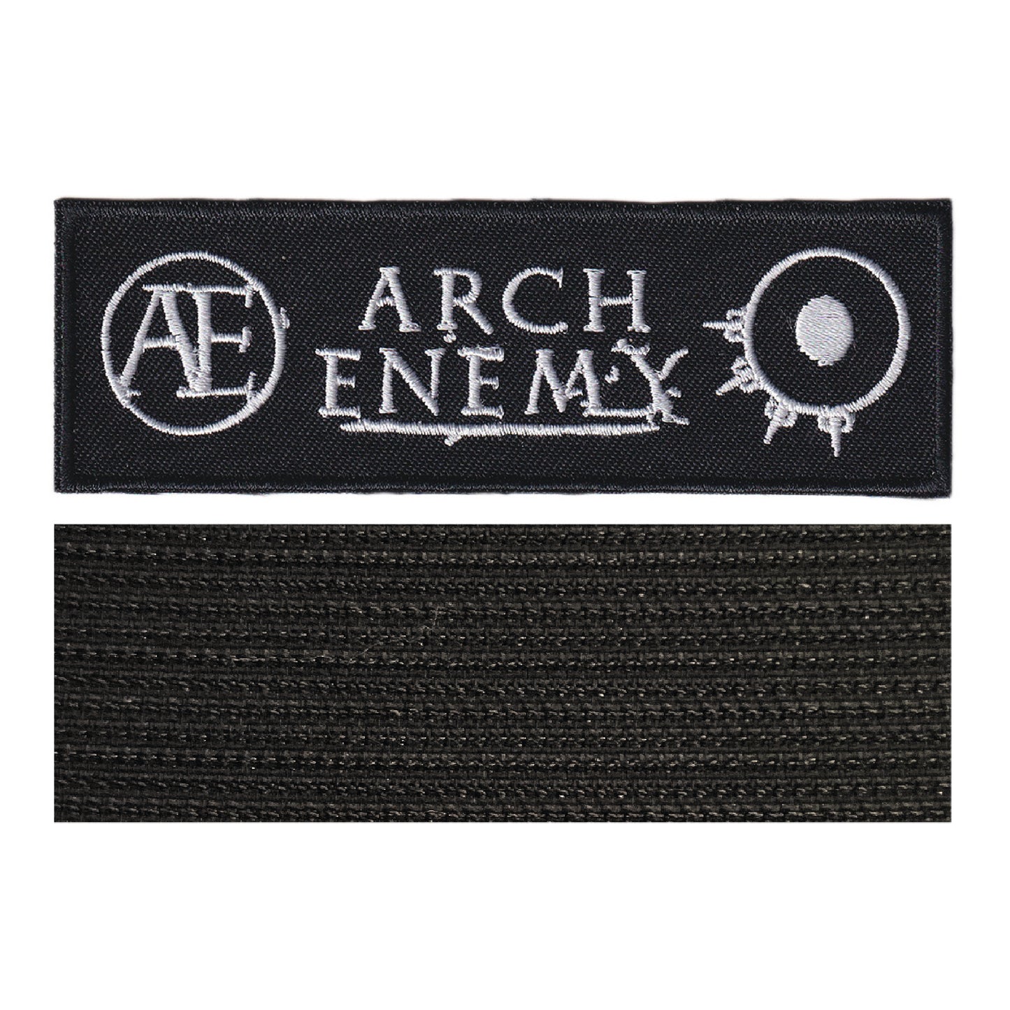 MAXIMUMPATCHES - Arch Enemy - 11 cm x 3,5 cm - Ecusson Patch Brodé Avec Scratch Cousu Au Dos + Carré Scratch A Coudre, Face Opposé 10 cm x 10 cm/Groupe Musique Métal Rock Punk Heavy Trash Blues