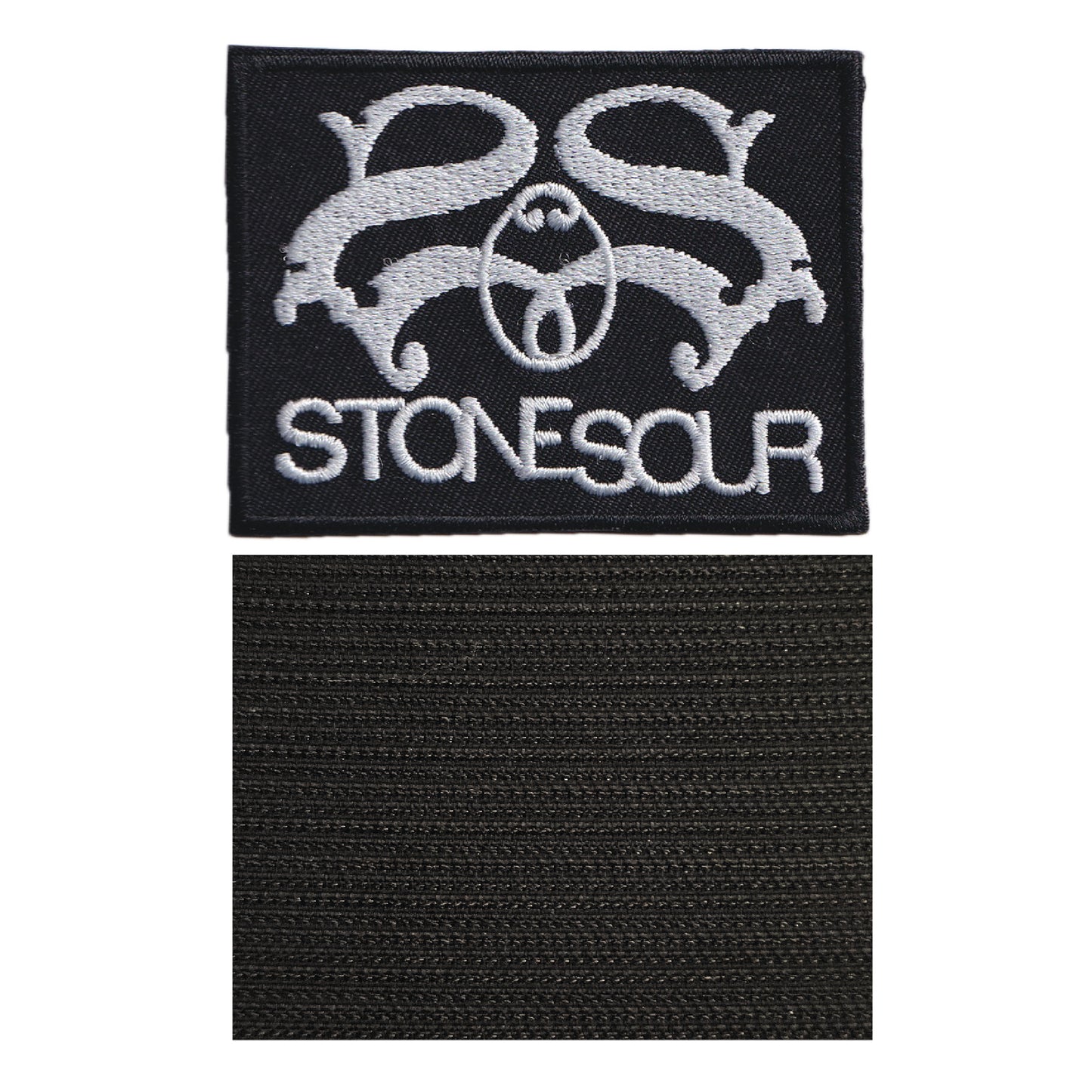 MAXIMUMPATCHES - Stonesour - 7,3 cm x 5,5 cm - Ecusson Patch Brodé Avec Scratch Cousu Au Dos + Carré Scratch A Coudre, Face Opposé 10 cm x 10 cm/Groupe Musique Métal Rock Punk Heavy Trash Blues