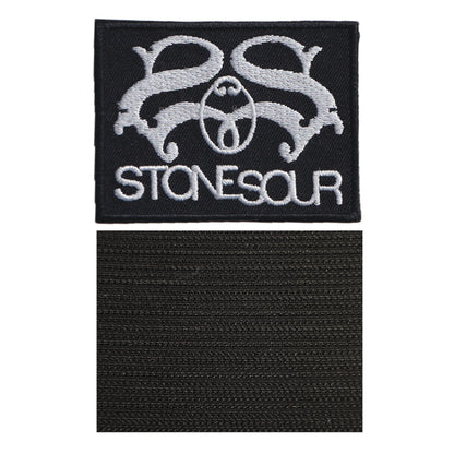 MAXIMUMPATCHES - Stonesour - 7,3 cm x 5,5 cm - Ecusson Patch Brodé Avec Scratch Cousu Au Dos + Carré Scratch A Coudre, Face Opposé 10 cm x 10 cm/Groupe Musique Métal Rock Punk Heavy Trash Blues
