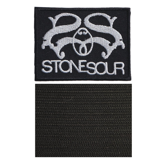 MAXIMUMPATCHES - Stonesour - 7,3 cm x 5,5 cm - Ecusson Patch Brodé Avec Scratch Cousu Au Dos + Carré Scratch A Coudre, Face Opposé 10 cm x 10 cm/Groupe Musique Métal Rock Punk Heavy Trash Blues