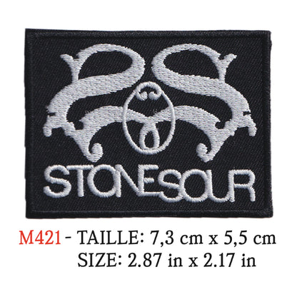 MAXIMUMPATCHES - Ecusson Patch Brodé Thermocollant - 7,3 cm x 5,5 cm - Stonesour Groupe Musique Rock Punk Hard Trash Métal Heavy Psychedelic Stonesour