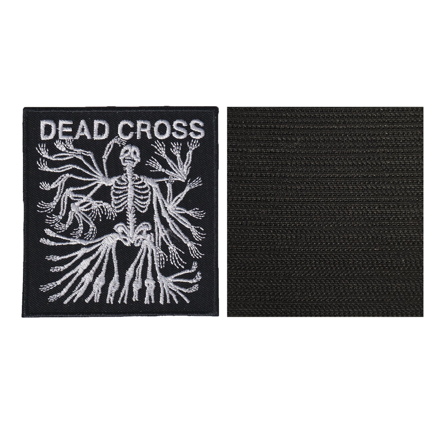 MAXIMUMPATCHES - Dead Cross - 8,4 cm x 9 cm - Ecusson Patch Brodé Avec Scratch Cousu Au Dos + Carré Scratch A Coudre, Face Opposé 10 cm x 10 cm/Groupe Musique Métal Rock Punk Heavy Trash Blues