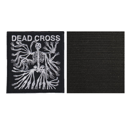 MAXIMUMPATCHES - Dead Cross - 8,4 cm x 9 cm - Ecusson Patch Brodé Avec Scratch Cousu Au Dos + Carré Scratch A Coudre, Face Opposé 10 cm x 10 cm/Groupe Musique Métal Rock Punk Heavy Trash Blues