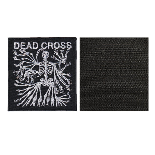 MAXIMUMPATCHES - Dead Cross - 8,4 cm x 9 cm - Ecusson Patch Brodé Avec Scratch Cousu Au Dos + Carré Scratch A Coudre, Face Opposé 10 cm x 10 cm/Groupe Musique Métal Rock Punk Heavy Trash Blues