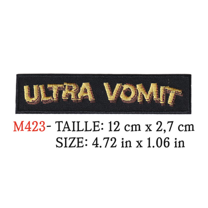 MAXIMUMPATCHES - Ecusson Patch Brodé Thermocollant - 12 cm x 2,7 cm - Ultra Vomit Groupe Musique Rock Punk Hard Trash Métal Heavy Psychedelic