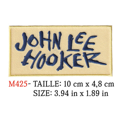 MAXIMUMPATCHES - Ecusson Patch Brodé Thermocollant - 10 cm x 4 cm - John Lee Hooker Groupe Musique Rock Punk Hard Trash Métal Heavy Psychedelic