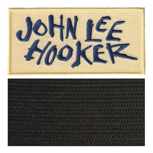 MAXIMUMPATCHES - John Lee Hooker - 10 cm x 4,8 cm - Ecusson Patch Brodé Avec Scratch Cousu Au Dos + Carré Scratch A Coudre, Face Opposé 10 cm x 10 cm/Groupe Musique Métal Rock Punk Heavy Trash Blues