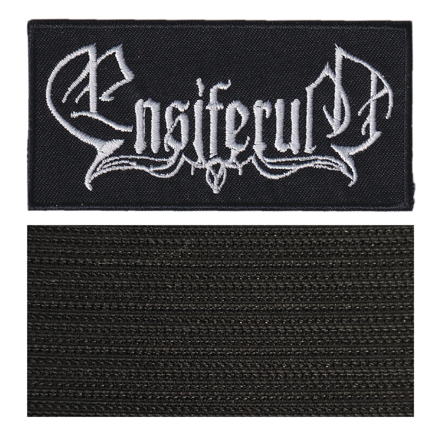 MAXIMUMPATCHES - Ensiferum - 10 cm x 4,8 cm - Ecusson Patch Brodé Avec Scratch Cousu Au Dos + Carré Scratch A Coudre, Face Opposé 10 cm x 10 cm/Groupe Musique Métal Rock Punk Heavy Trash Blues