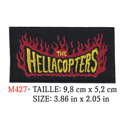 MAXIMUMPATCHES - Ecusson Patch Brodé Thermocollant - 9,8 cm x 5,2 cm - Hellacopters Groupe Musique Rock Punk Hard Trash Métal Heavy Psychedelic