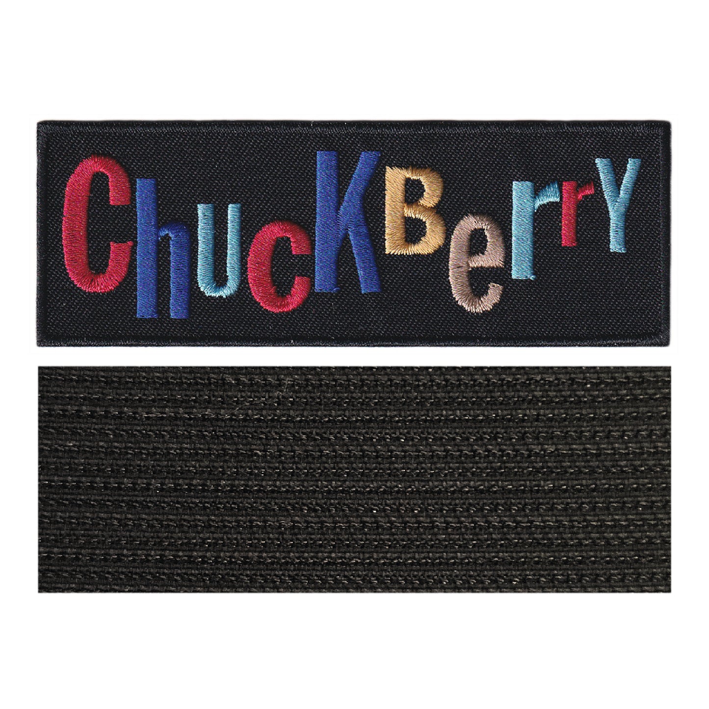 MAXIMUMPATCHES - Chuck Berry - 10,8 cm x 3,8 cm - Ecusson Patch Brodé Avec Scratch Cousu Au Dos + Carré Scratch A Coudre, Face Opposé 10 cm x 10 cm/Groupe Musique Métal Rock Punk Heavy Trash Blues