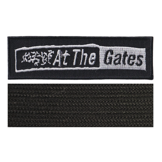 MAXIMUMPATCHES - At The Gates - 10,8 cm x 3,2 cm - Ecusson Patch Brodé Avec Scratch Cousu Au Dos + Carré Scratch A Coudre, Face Opposé 10 cm x 10 cm/Groupe Musique Métal Rock Punk Heavy Trash Blues