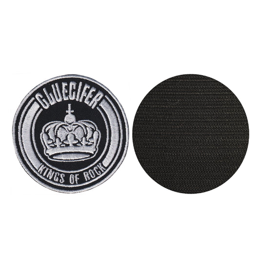 MAXIMUMPATCHES - Gluecifer - Diamètre 7,8 cm - Ecusson Patch Brodé Avec Scratch Cousu Au Dos + Carré Scratch A Coudre, Face Opposé 10 cm x 10 cm/Groupe Musique Métal Rock Punk Heavy Trash Blues