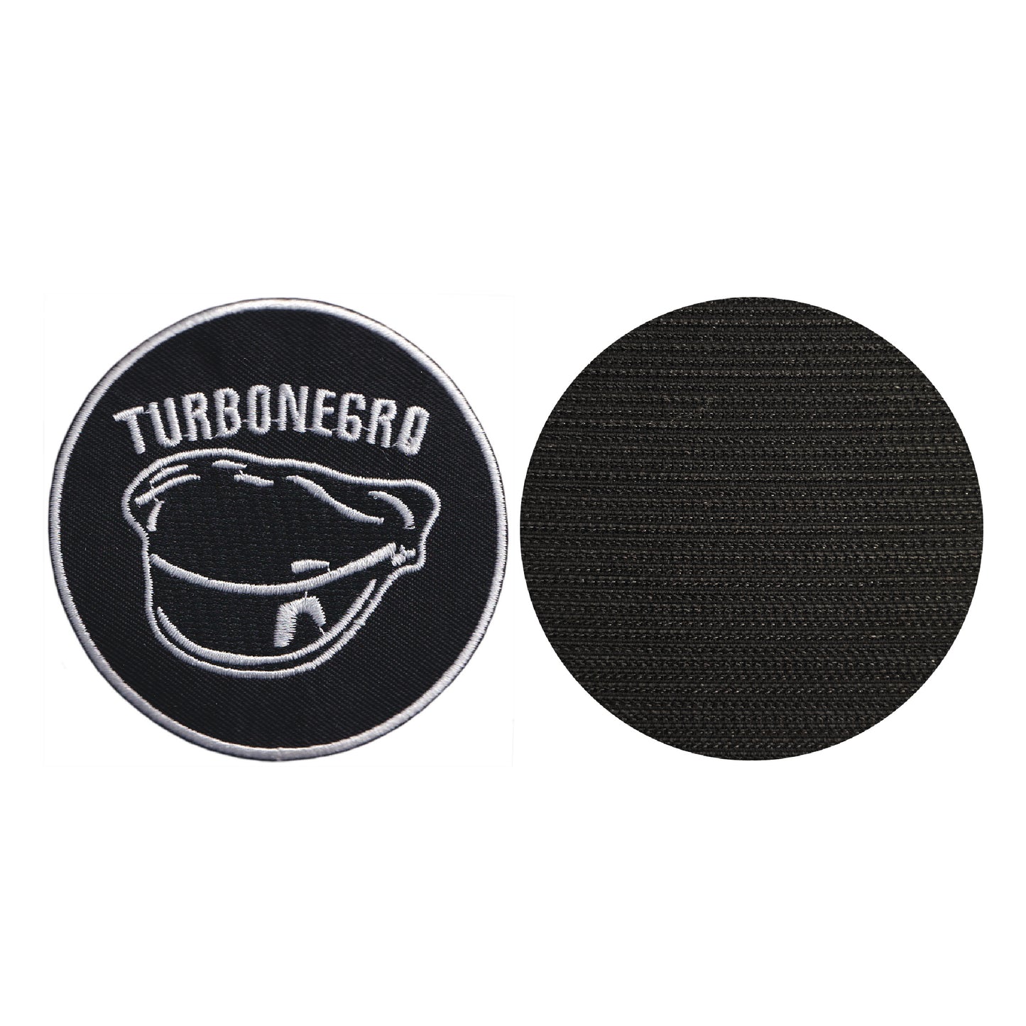 MAXIMUMPATCHES - Turbonégro - Diamètre 8 cm - Ecusson Patch Brodé Avec Scratch Cousu Au Dos + Carré Scratch A Coudre, Face Opposé 10 cm x 10 cm/Groupe Musique Métal Rock Punk Heavy Trash Blues
