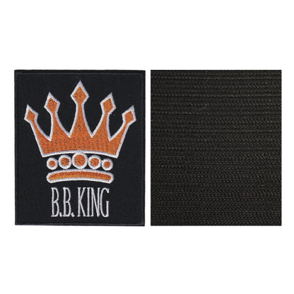 MAXIMUMPATCHES - BB King - 7,6 cm x 9 cm - Ecusson Patch Brodé Avec Scratch Cousu Au Dos + Carré Scratch A Coudre, Face Opposé 10 cm x 10 cm/Groupe Musique Métal Rock Punk Heavy Trash Blues