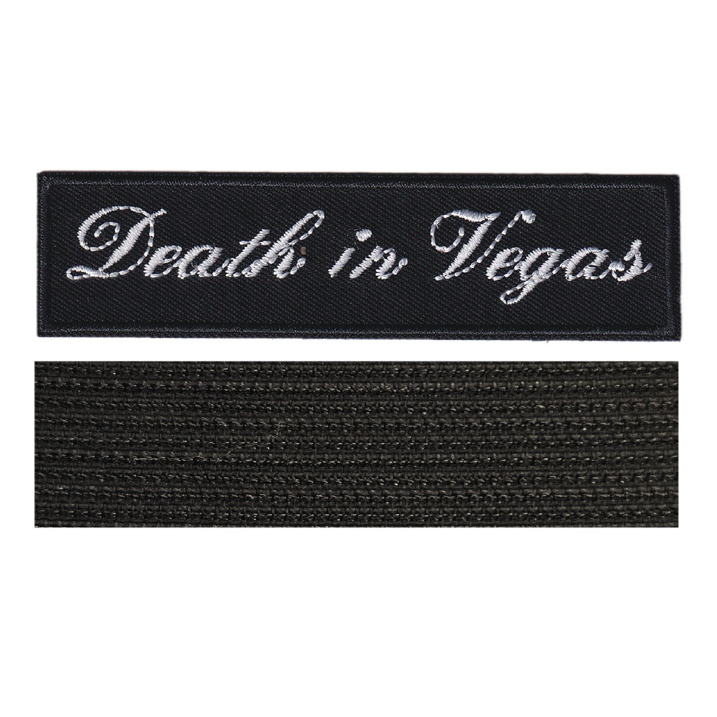 MAXIMUMPATCHES - Death In Vegas - 11 cm x 2,8 cm - Ecusson Patch Brodé Avec Scratch Cousu Au Dos + Carré Scratch A Coudre, Face Opposé 10 cm x 10 cm/Groupe Musique Métal Rock Punk Heavy Trash Blues