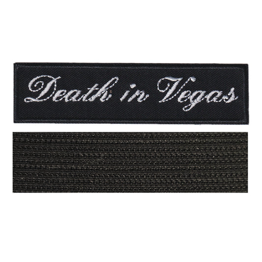 MAXIMUMPATCHES - Death In Vegas - 11 cm x 2,8 cm - Ecusson Patch Brodé Avec Scratch Cousu Au Dos + Carré Scratch A Coudre, Face Opposé 10 cm x 10 cm/Groupe Musique Métal Rock Punk Heavy Trash Blues