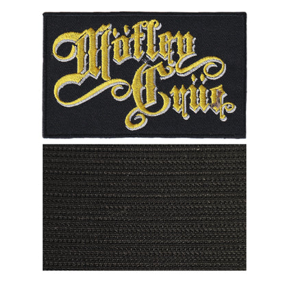 MAXIMUMPATCHES - Motley Crue - 10 cm x 6,2 cm - Ecusson Patch Brodé Avec Scratch Cousu Au Dos + Carré Scratch A Coudre, Face Opposé 10 cm x 10 cm/Groupe Musique Métal Rock Punk Heavy Trash Blues