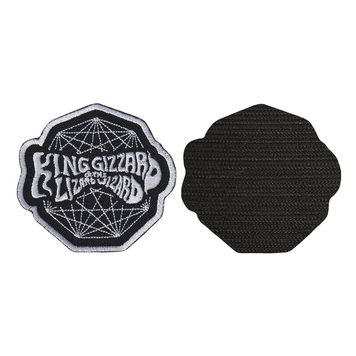 MAXIMUMPATCHES - King Gizzard - 7,8 cm x 7,3 cm - Ecusson Patch Brodé Avec Scratch Cousu Au Dos + Carré Scratch A Coudre, Face Opposé 10 cm x 10 cm/Groupe Musique Métal Rock Punk Heavy Trash Blues