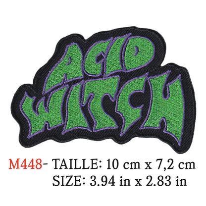 MAXIMUMPATCHES - Ecusson Patch Brodé Thermocollant - 10 cm x 7,2 cm - Acid Witch Groupe Musique Rock Punk Hard Trash Métal Heavy Psychedelic
