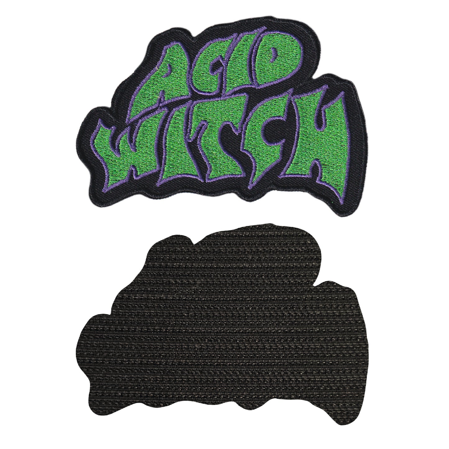 MAXIMUMPATCHES - Acid Witch - 10 cm x 7,2 cm - Ecusson Patch Brodé Avec Scratch Cousu Au Dos + Carré Scratch A Coudre, Face Opposé 10 cm x 10 cm/Groupe Musique Métal Rock Punk Heavy Trash Blues