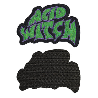 MAXIMUMPATCHES - Acid Witch - 10 cm x 7,2 cm - Ecusson Patch Brodé Avec Scratch Cousu Au Dos + Carré Scratch A Coudre, Face Opposé 10 cm x 10 cm/Groupe Musique Métal Rock Punk Heavy Trash Blues