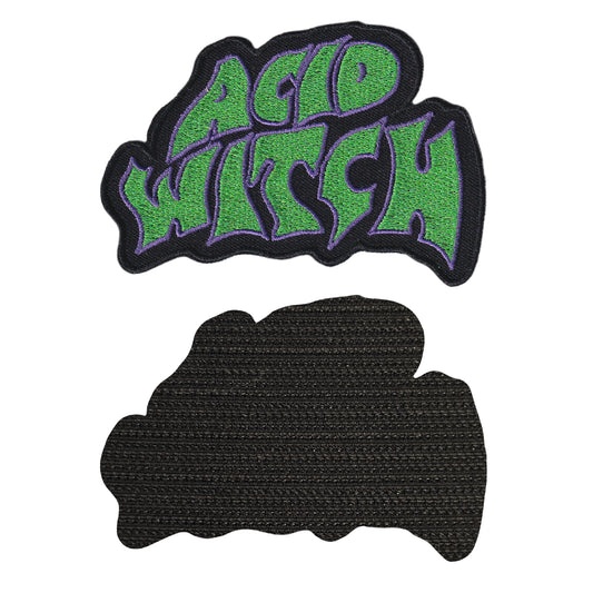 MAXIMUMPATCHES - Acid Witch - 10 cm x 7,2 cm - Ecusson Patch Brodé Avec Scratch Cousu Au Dos + Carré Scratch A Coudre, Face Opposé 10 cm x 10 cm/Groupe Musique Métal Rock Punk Heavy Trash Blues