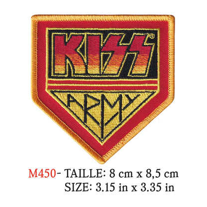 MAXIMUMPATCHES - Ecusson Patch Brodé Thermocollant - 8 cm x 8,5 cm - Kiss Groupe Musique Rock Punk Hard Trash Métal Heavy Psychedelic