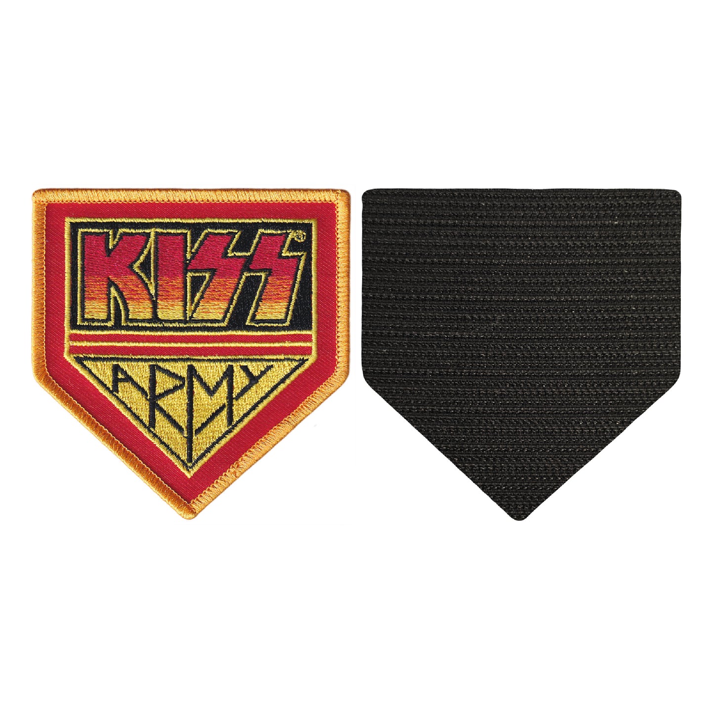 MAXIMUMPATCHES - Kiss - 8 cm x 8,5 cm - Ecusson Patch Brodé Avec Scratch Cousu Au Dos + Carré Scratch A Coudre, Face Opposé 10 cm x 10 cm/Groupe Musique Métal Rock Punk Heavy Trash Blues