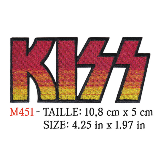MAXIMUMPATCHES - Ecusson Patch Brodé Thermocollant - 10,8 cm x 5 cm - Kiss Groupe Musique Rock Punk Hard Trash Métal Heavy Psychedelic