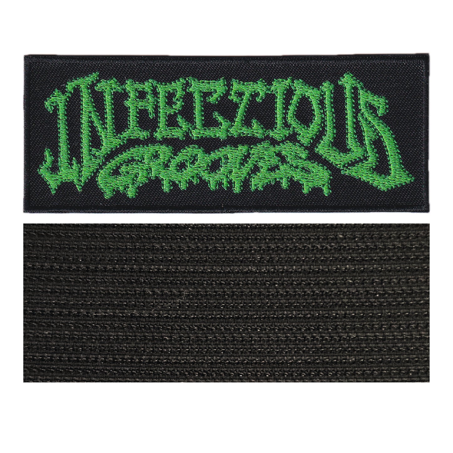 MAXIMUMPATCHES - 10,8 cm x 4,2 cm - Ecusson Patch Brodé Avec Scratch Cousu Au Dos + Carré Scratch A Coudre, Face Opposé 10 cm x 10 cm/Groupe Musique Métal Rock Punk Heavy Trash Blues