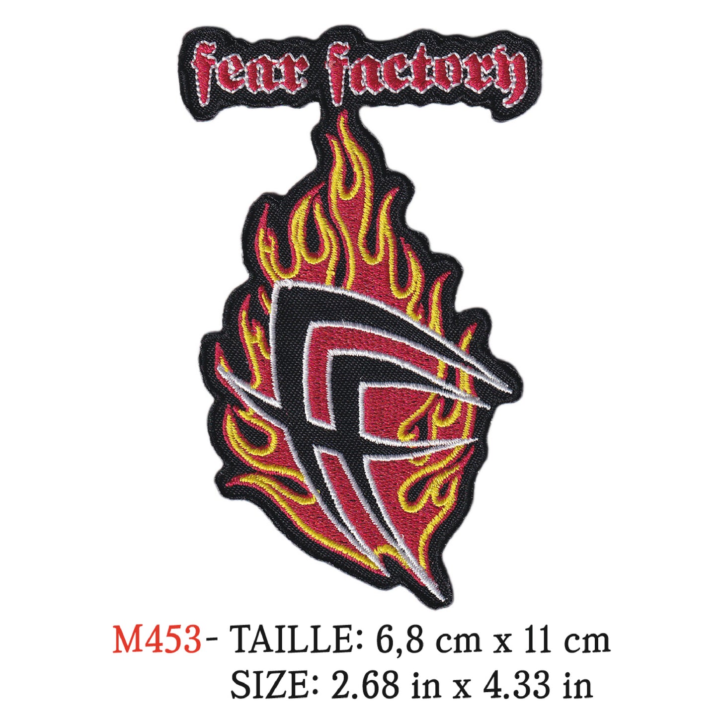 MAXIMUMPATCHES - Ecusson Patch Brodé Thermocollant - 6,8 cm x 11 cm - Fear Factory Groupe Musique Rock Punk Hard Trash Métal Heavy Psychedelic