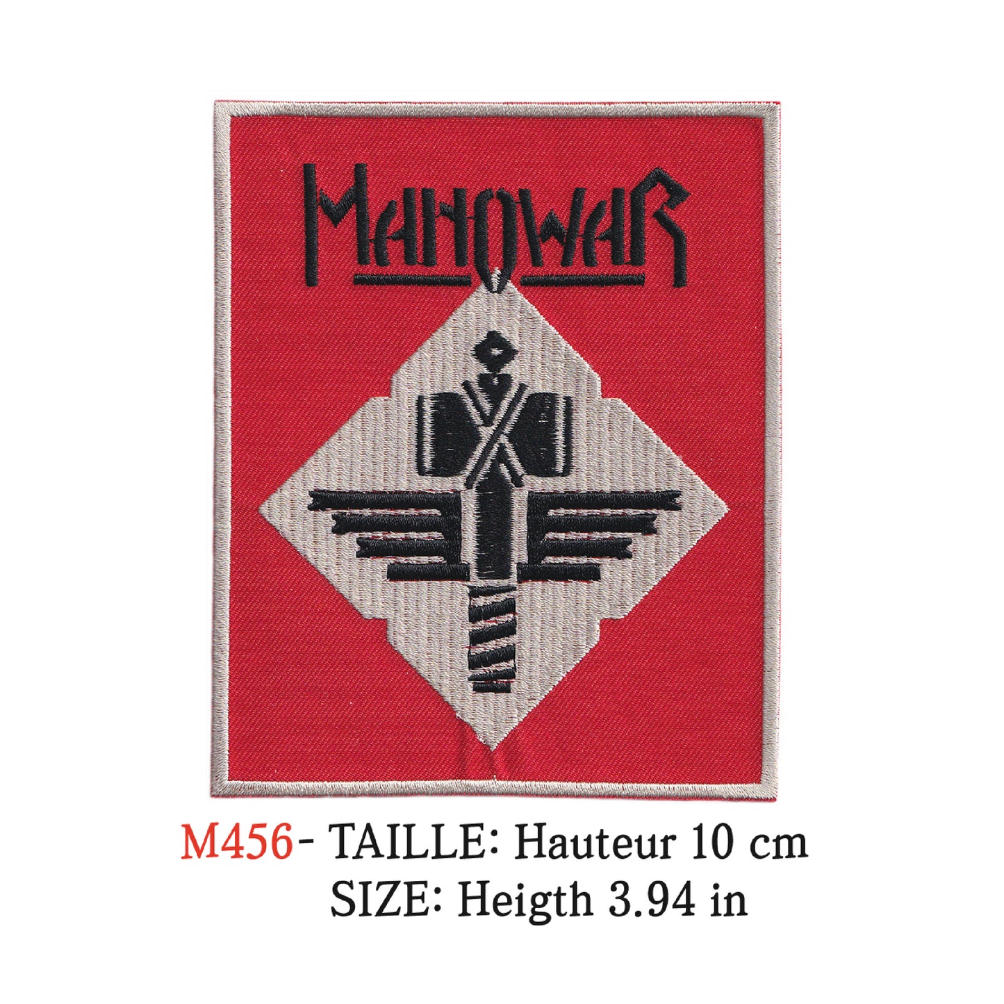 MAXIMUMPATCHES - Ecusson Patch Brodé Thermocollant - Hauteur 10 cm - Manowar Groupe Musique Rock Punk Hard Trash Métal Heavy Psychedelic