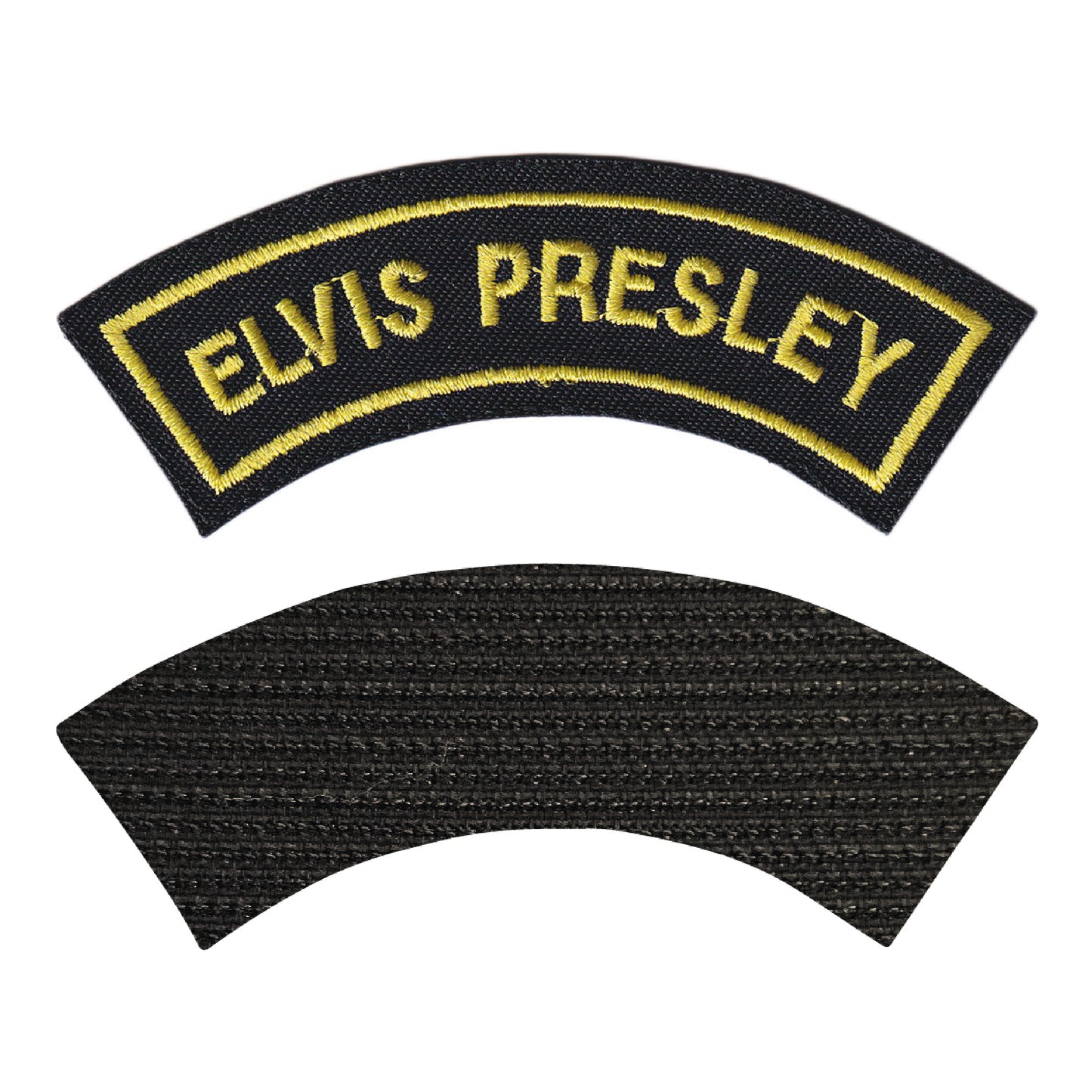 MAXIMUMPATCHES - Elvis Presley - 10 cm x 3,8 cm - Ecusson Patch Brodé Avec Scratch Cousu Au Dos + Carré Scratch A Coudre, Face Opposé 10 cm x 10 cm/Groupe Musique Métal Rock Punk Heavy Trash Blues