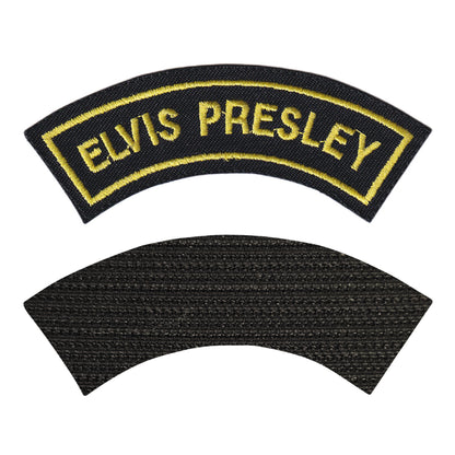 MAXIMUMPATCHES - Elvis Presley - 10 cm x 3,8 cm - Ecusson Patch Brodé Avec Scratch Cousu Au Dos + Carré Scratch A Coudre, Face Opposé 10 cm x 10 cm/Groupe Musique Métal Rock Punk Heavy Trash Blues