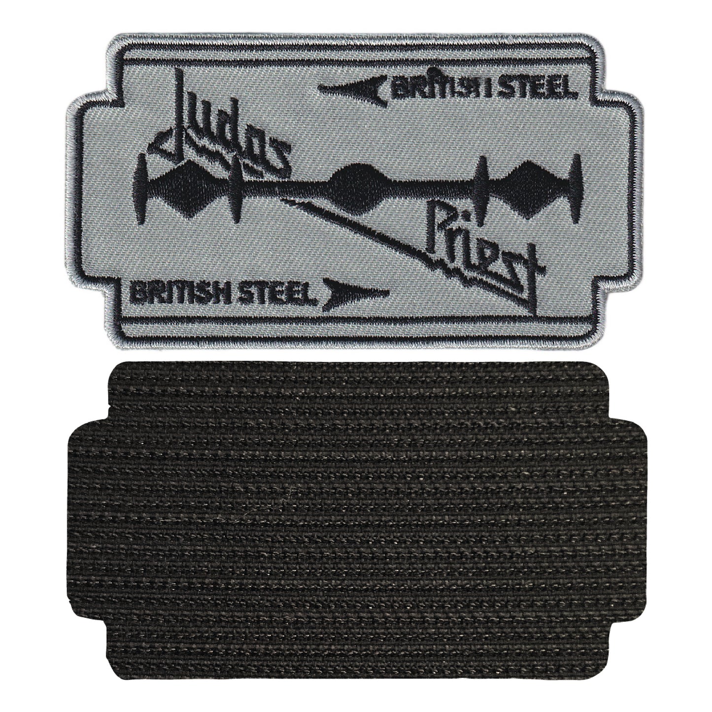 MAXIMUMPATCHES - Judas Priest - 9,8 cm x 5,5 cm - Ecusson Patch Brodé Avec Scratch Cousu Au Dos + Carré Scratch A Coudre, Face Opposé 10 cm x 10 cm/Groupe Musique Métal Rock Punk Heavy Trash Blues