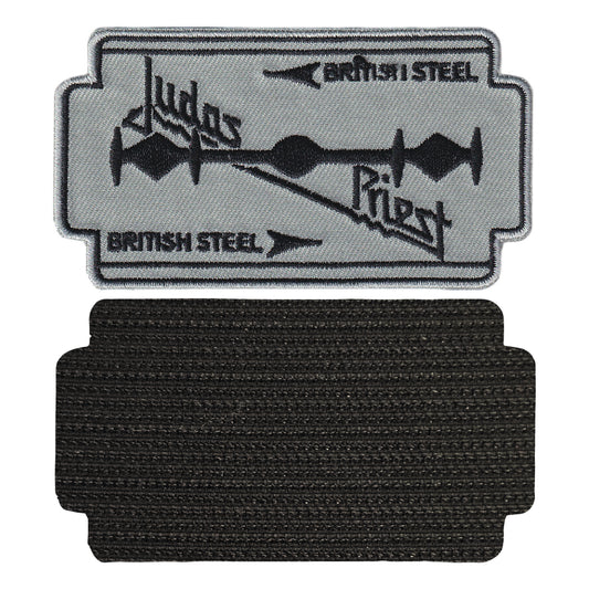 MAXIMUMPATCHES - Judas Priest - 9,8 cm x 5,5 cm - Ecusson Patch Brodé Avec Scratch Cousu Au Dos + Carré Scratch A Coudre, Face Opposé 10 cm x 10 cm/Groupe Musique Métal Rock Punk Heavy Trash Blues
