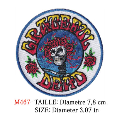 MAXIMUMPATCHES - Ecusson Patch Brodé Thermocollant - Diametre 7,8 cm - Grateful Dead